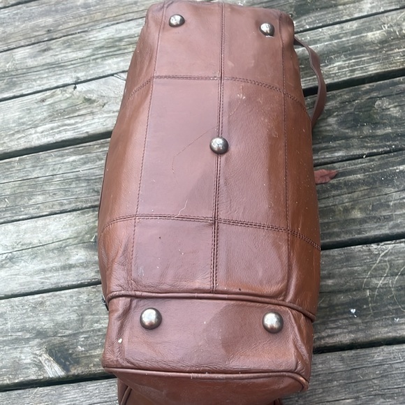 Vintage Merit, Phillip Morris leather weekender duffle bag brown 20x10x10 - Picture 7 of 8